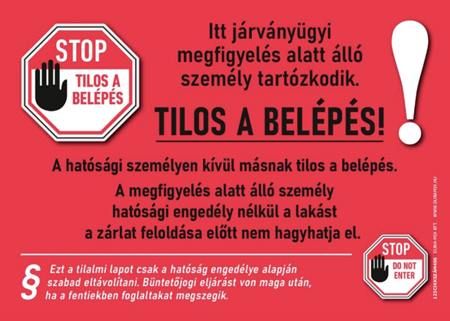 Felhívás a karantén szabályainak betartására